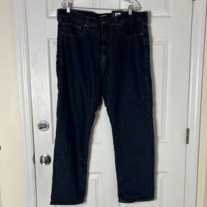 NEW Lands End Flannel Lined Straight Jeans Size 38 X 30  Dark Blue Warm lining